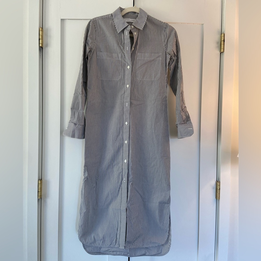 Everlane Gray Striped Button-Front Maxi Shirt Dress - Picture 5 of 7